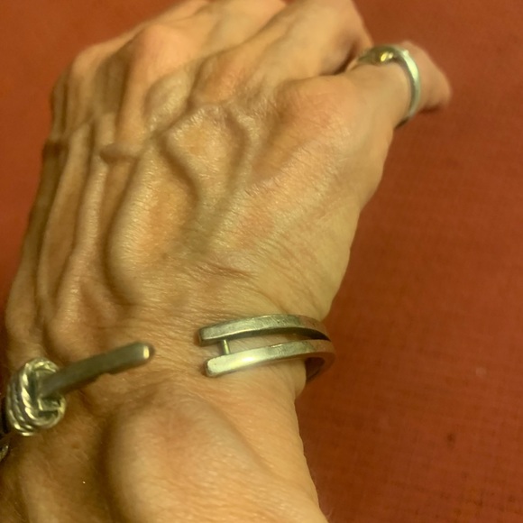 Silver tone bracelet with black accents. Fits small wrist. - Picture 6 of 13